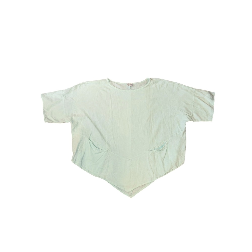 Oh My Gauze Top Womens‎ O/S Mint Green  Sharkbite Hem Cotton Boho Pockets